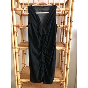 Elie Tahari black ruffle front sheath dress - sz 8
